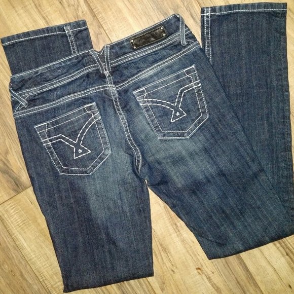 Vigoss Dark Crystal Bling Fit Straight Jeans NWOT - Picture 2 of 5